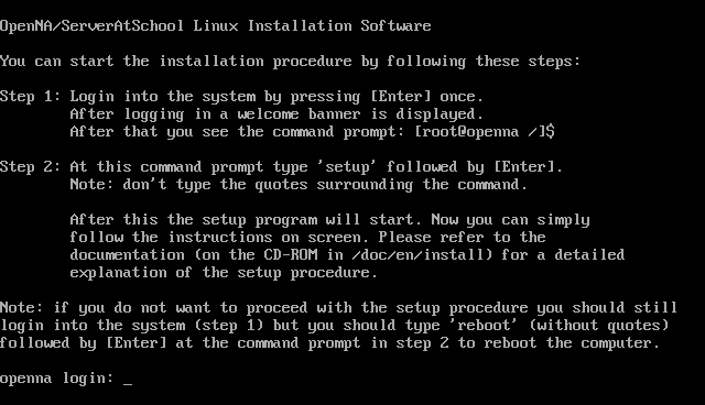 [ text shown after proper boot ]