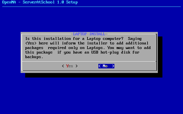 [ do you want to install laptop and USB support? ]