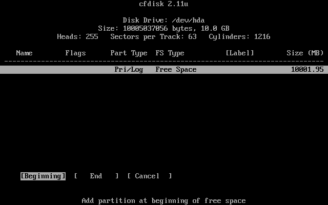 [ locating the partition at the beginning ]