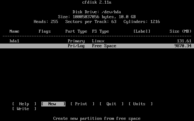[ the first partition has been defined ]