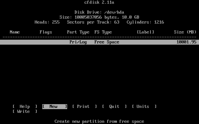 [ adding the first new partition ]