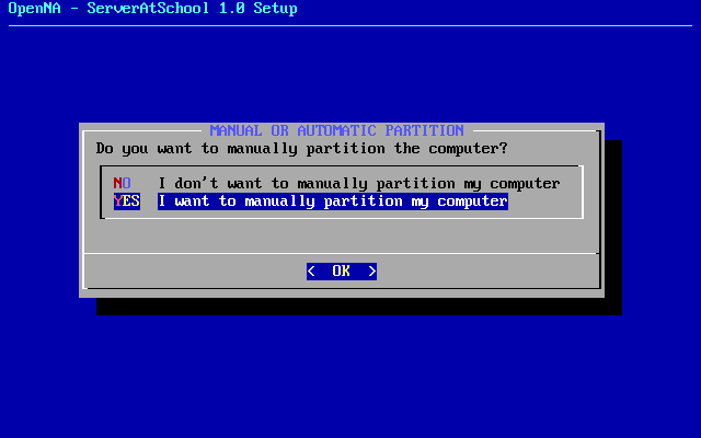 [ selecting manual partitioning ]