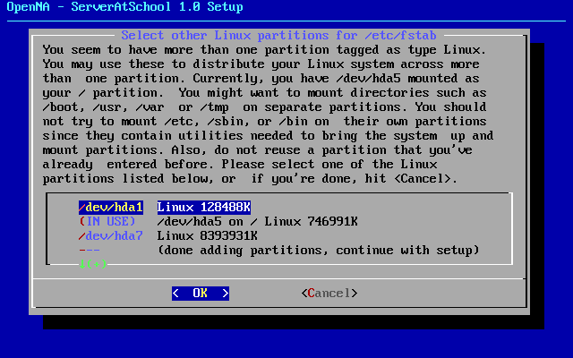 [ select the next partition to be formatted ]