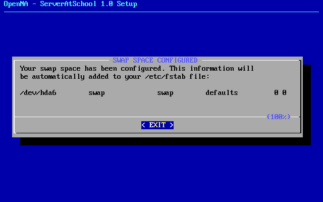 [ swap partition has been formatted and will be added to fstab automatically ]