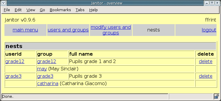 [ selecting a pupil account for deletion (step 1) ]