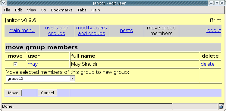 [ selecting a pupil account for deletion (step 2) ]