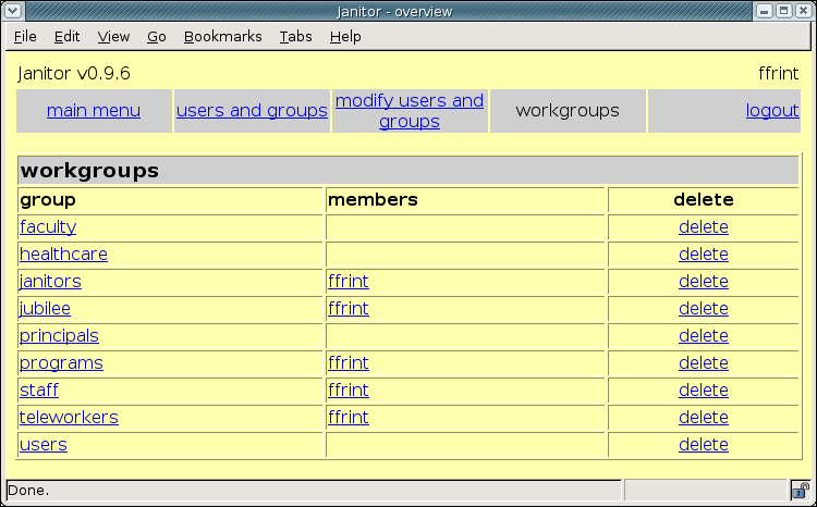 [ deleting a workgroup ]