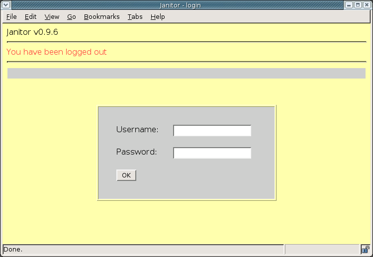 [ logout screen for web interface Janitor ]