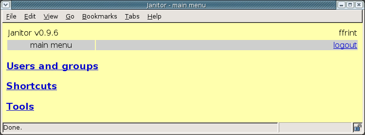 [ mani menu for web interface Janitor ]