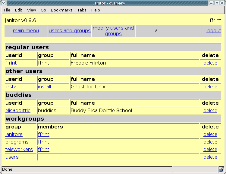[ overview of users and groups at the beginning ]