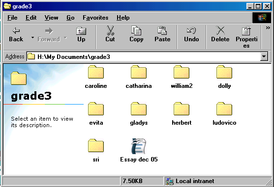 [ contents of 'My Documents\grade3' as seen by user 'hparkh' ]
