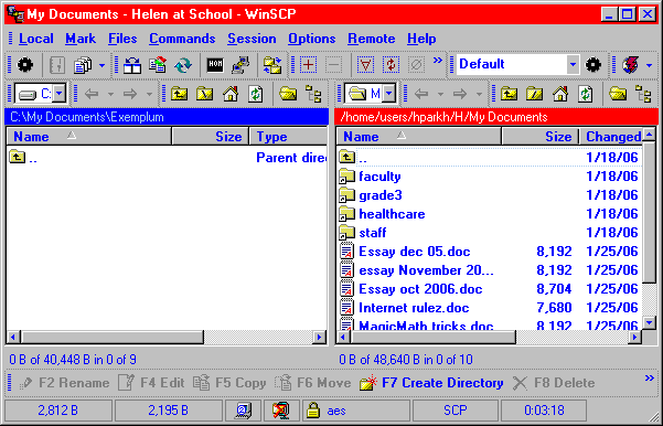 [ changed starting directories on WinSCP main screen ]