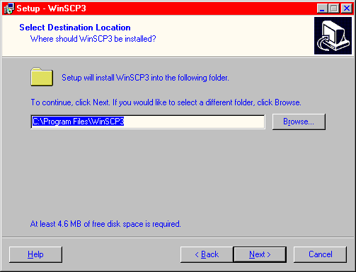 [ WinSCP Select Destination Location dialogue ]