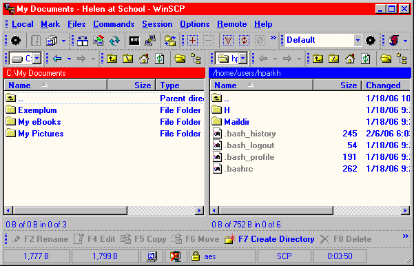 [ WinSCP main screen directly after login ]