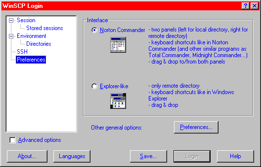 [ WinSCP preferences - interface ]