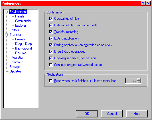 [ WinSCP preferences - environment ]