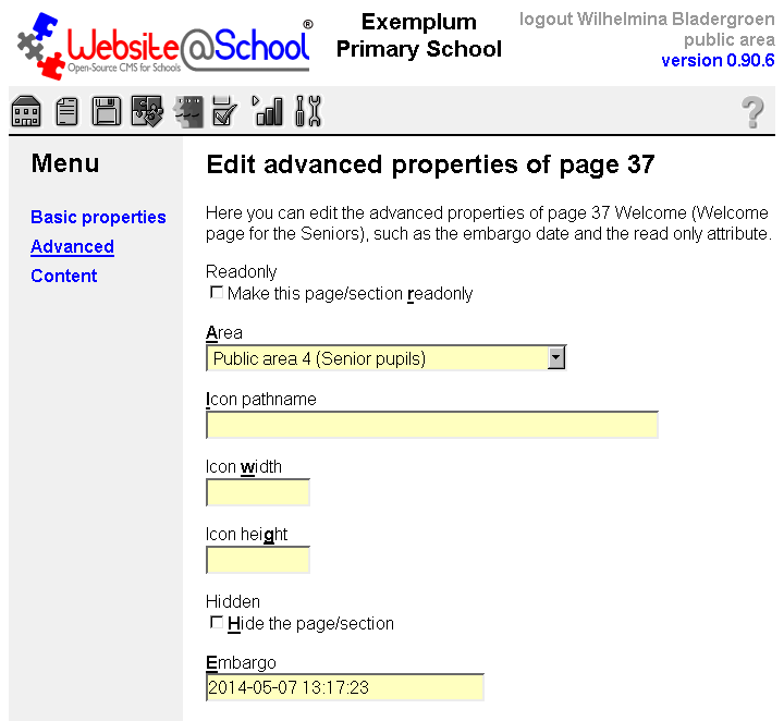 [ Edit advanced properties of page n, entry fields. top ]