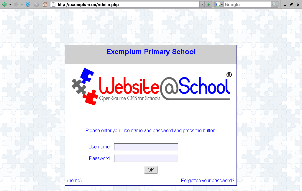 [ Exemplum Primary School: login page ]