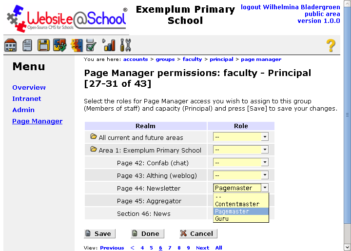 [ page manager permissions for pagemaster ]