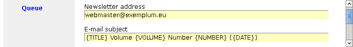 [ newsletter configuration of e-mail parameters  ]