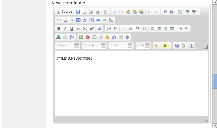 [ configuration of newsletter footer template ]