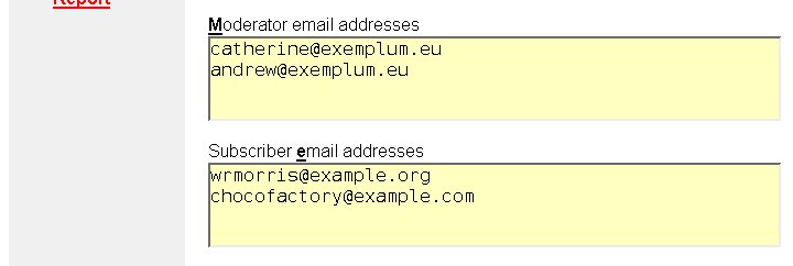 [ Configure moderator e-mails ]