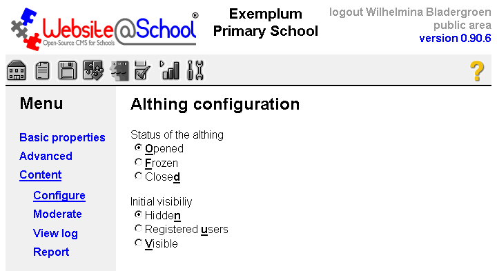 [ Configure status and visibility, default settins open and hidden ]