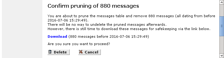 [ log view prune messages confirmation ]