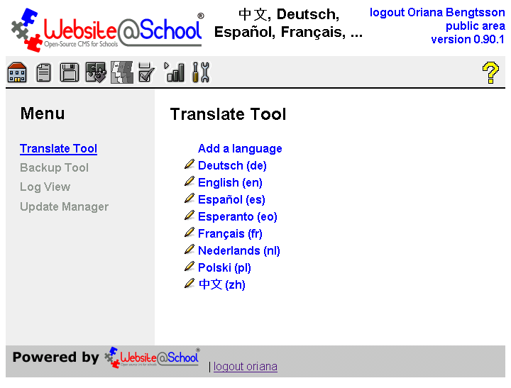 [ Translate Tool, list of languages ]
