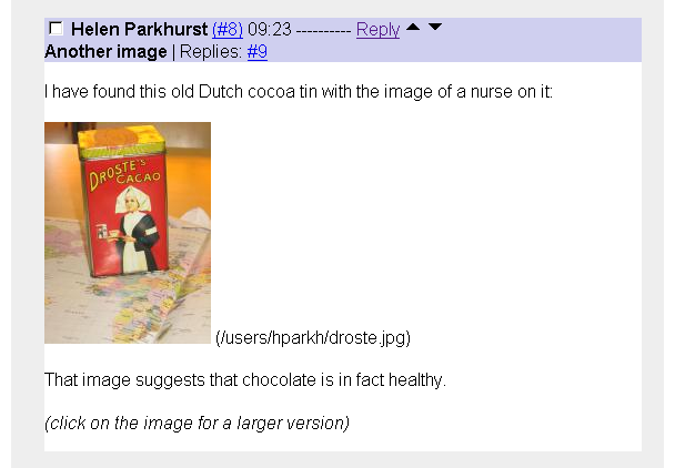 [ Site, post, picture of droste cacao tin ]