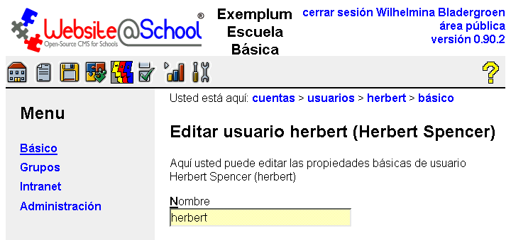 [ Administrador de Cuentas: Editar usuario herbert (Herbert Spencer) ]