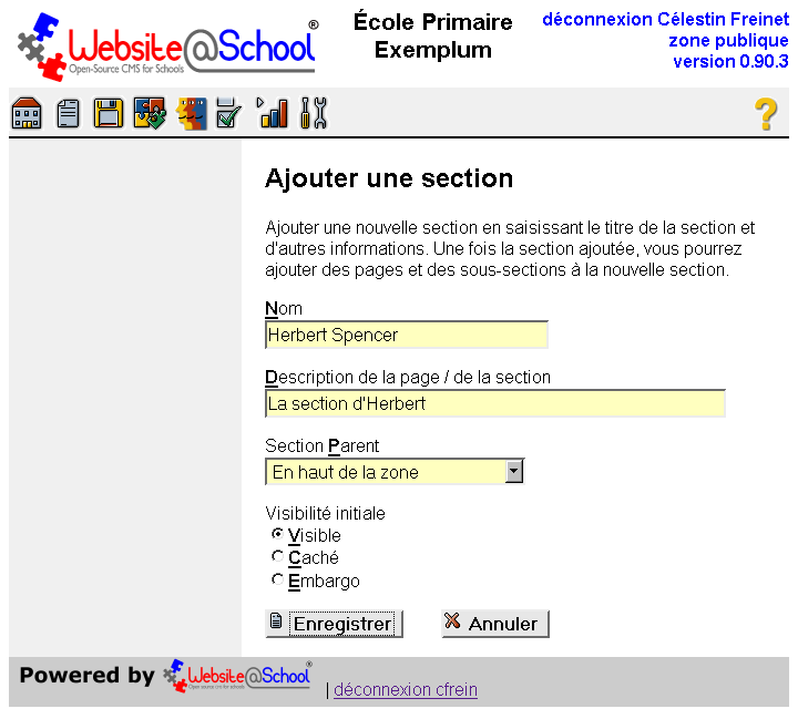 [Gestion Page : ajouter section ]