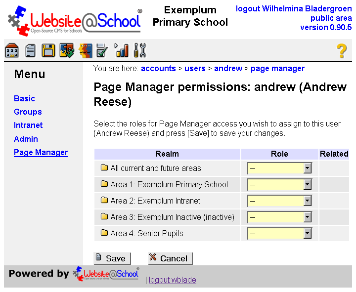 [ Account Manager: Page Manager permissions: andrew (Andrew Reese) ]
