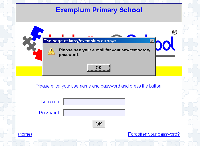 [ Exemplum Primary School, pop up: see e-mail, message=  see e-mail ]