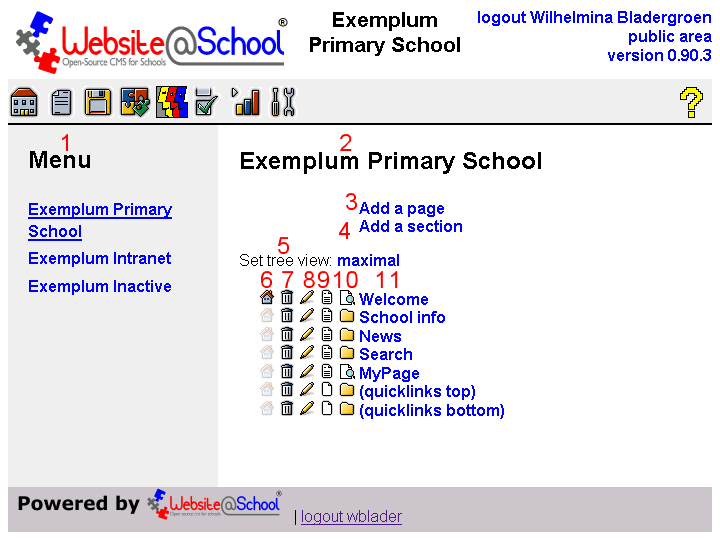 [ Exemplum Primary School with numbered items ]