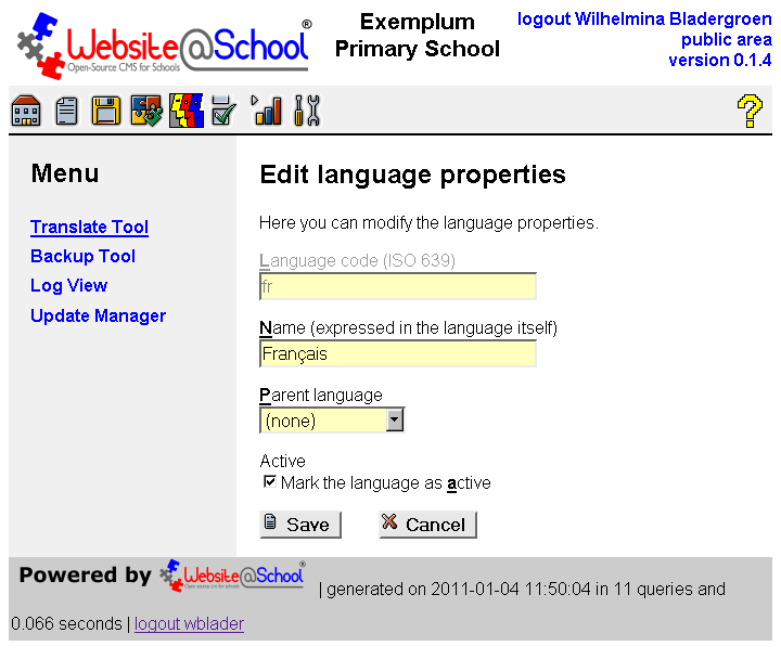 [ Edit language properties, entry fields ]