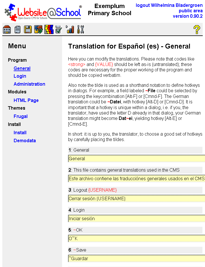 [ Translation for LanguageName (language code) - Part, entry fields. Page top ]