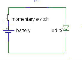 [ circuit of LED, battery and switch ]